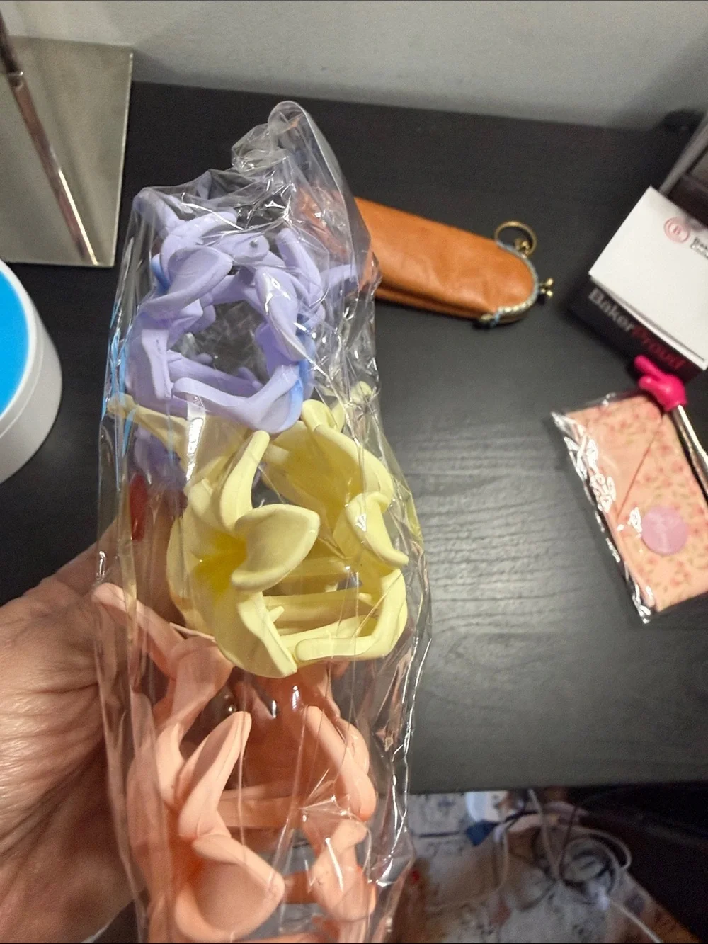 Pack of Blue, Yellow, and Peach Floral Hair Clips - Unbranded